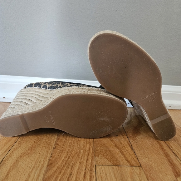 Tory Burch Jackie 110MM Espadrille Leopard Peep Toe Wedge 6.5 - Picture 7 of 12